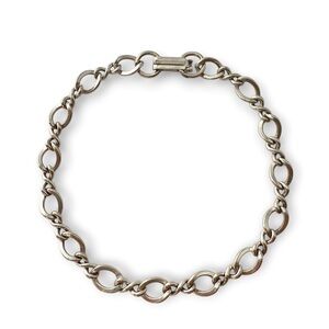 Vintage Sterling Silver Oval Infinity Loop Link Chain Bracelet 7” 7in.